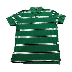 Polo Ralph Lauren Shirt Men Large Striped Short Sleeve Golf Green  Outdoors L